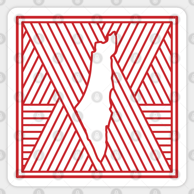 Palestinian Map In Arabic Middle Eastern Pattern Design - All Freedom Roads Lead to Palestine Solidarity Design -red Sticker by QualiTshirt